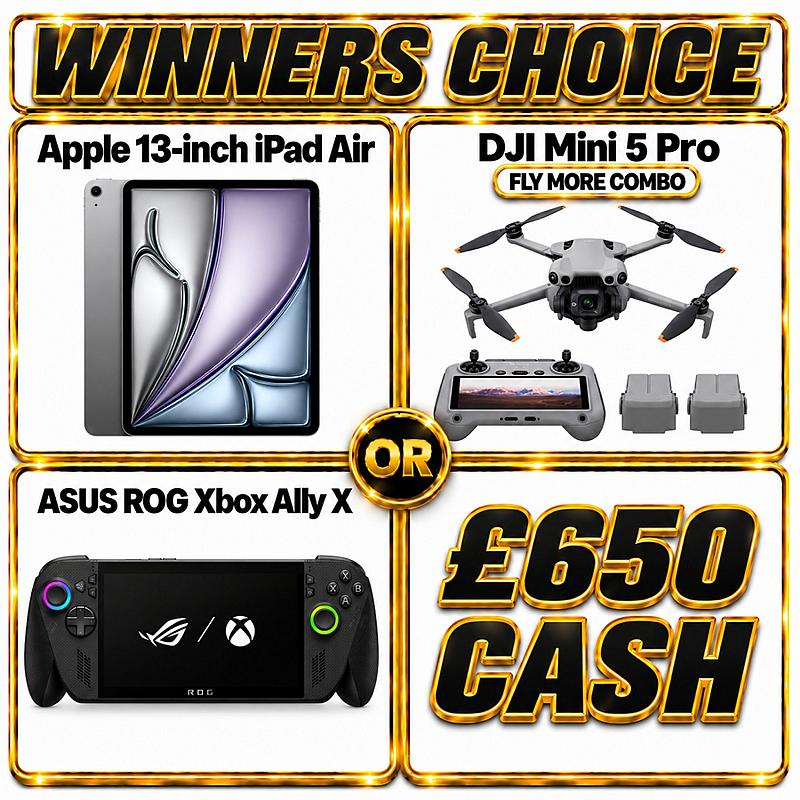 WINNERS TECH CHOICE or £650 TAX FREE CASH 