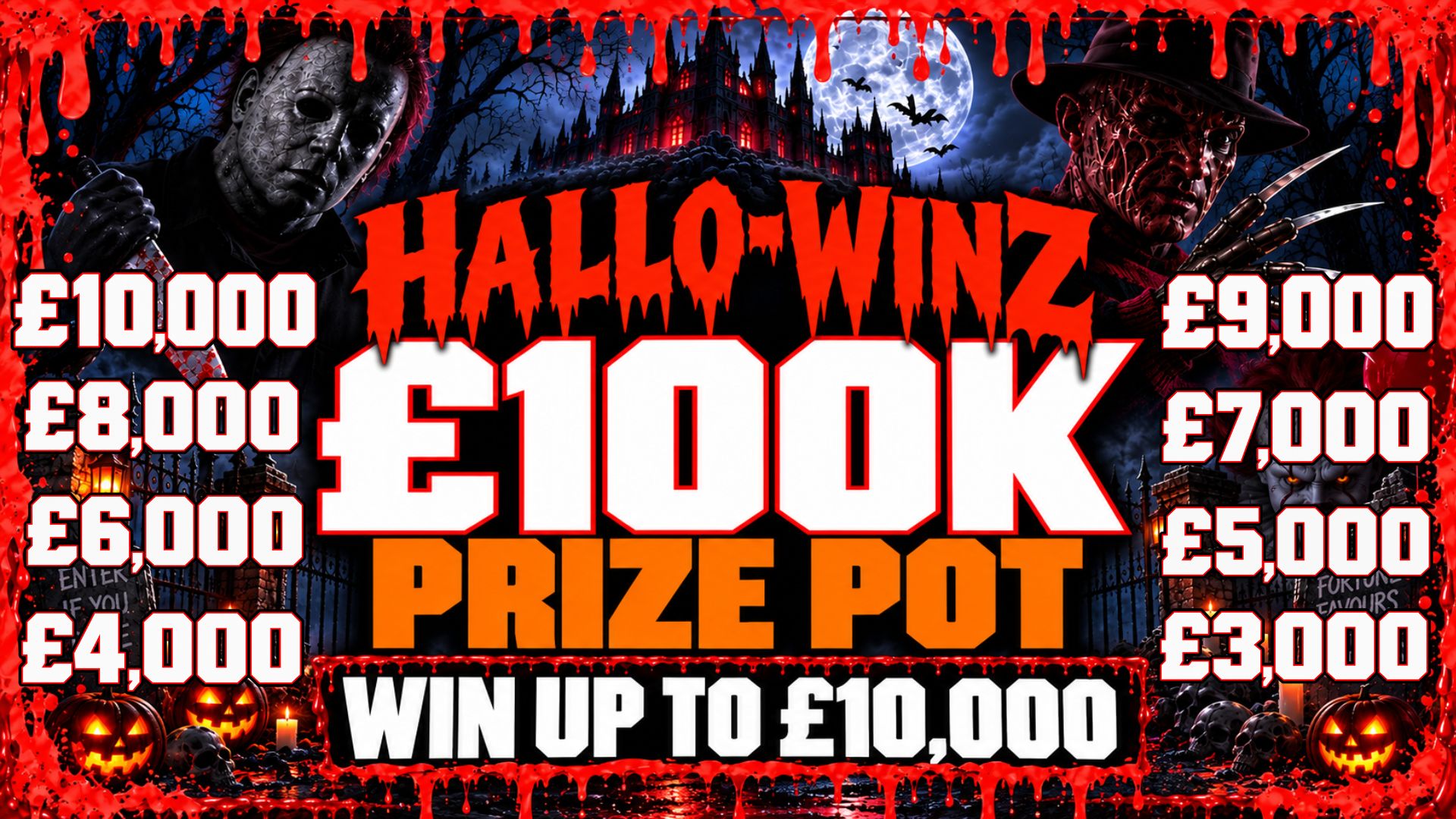 HALLO-WINZ £100K PRIZE POT - WIN UP TO £10,000 INSTANTLY!