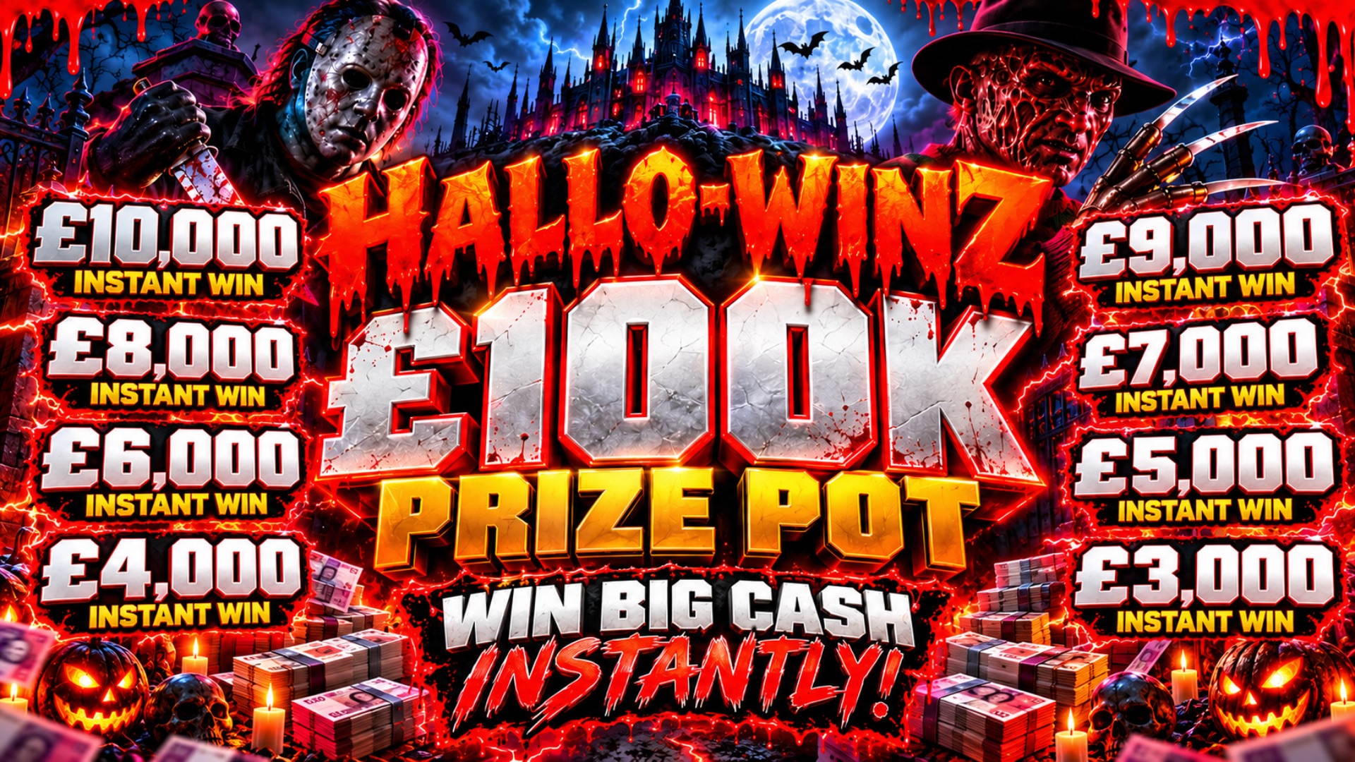 HALLO-WINZ £100K PRIZE POT - WIN UP TO £10,000 INSTANTLY!