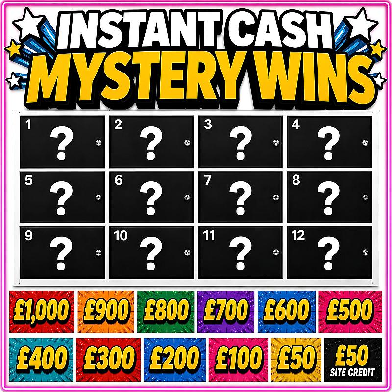 Instant Cash Mystery Wins - £5,600 Cash Inside 12 Mystery Doors